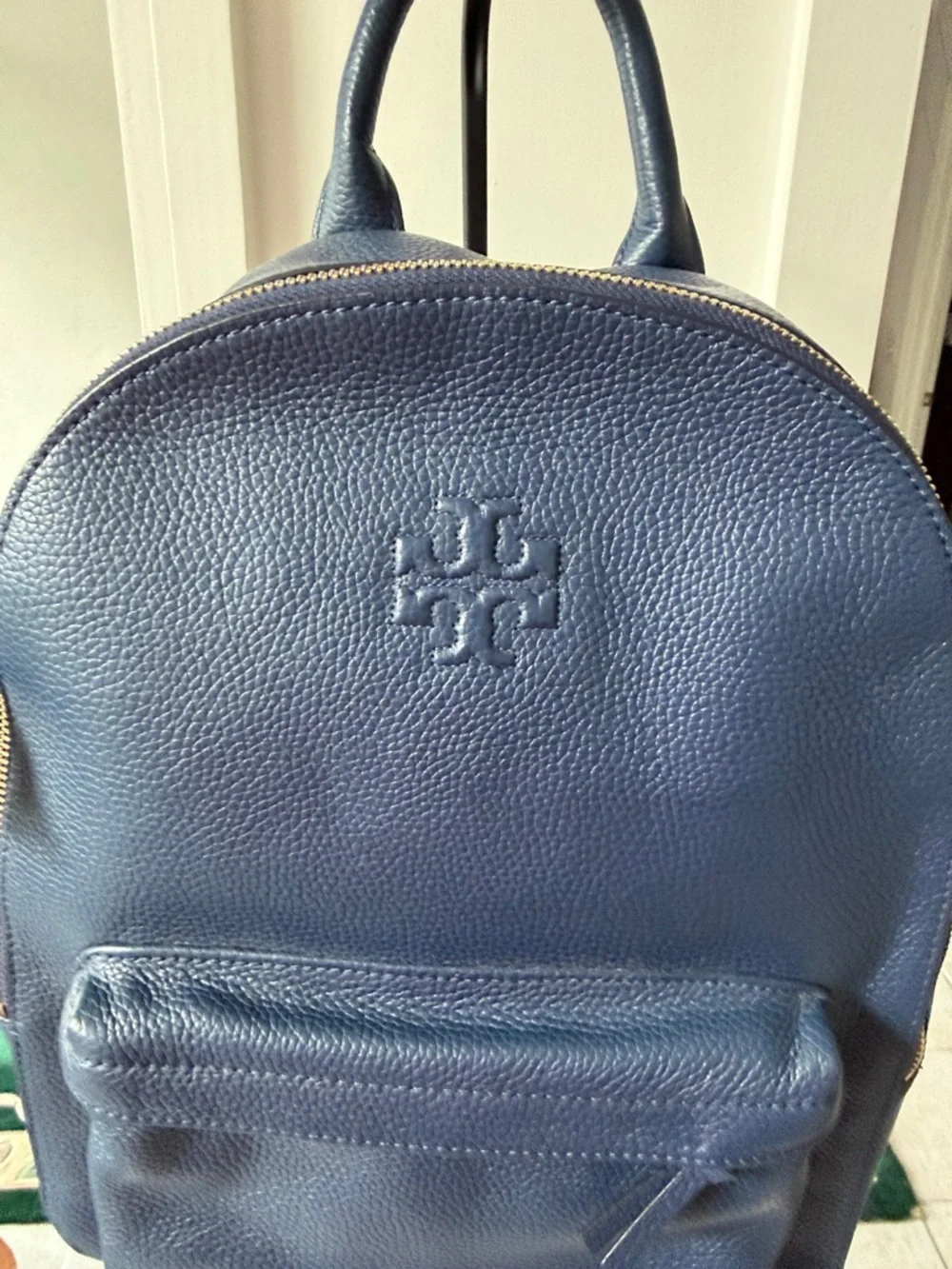 EUC Tory Burch Navy Thea Pebbled Leather Backpack
